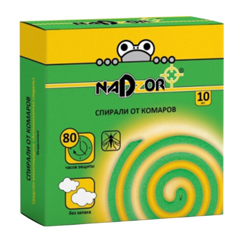 Спирали от комаров бездымные 10шт NADZOR, 22664