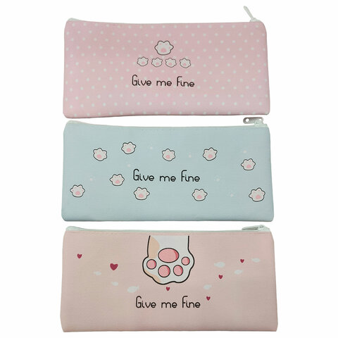 Пенал-конверт ПИФАГОР, 1 отделение, ПВХ, ассорти "Pawesome", 22х10 см, 273825