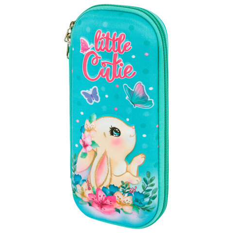 Пенал ЮНЛАНДИЯ, 1 отделение, карман, полиэстер/EVA, 22х10х5 см, Pretty bunny, 273189