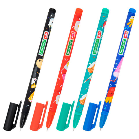 Ручка гелевая BRAUBERG KIDS MIX, СИНЯЯ, корпус ассорти, игольчатый узел 0,5 мм, линия письма 0,3 мм, 144286