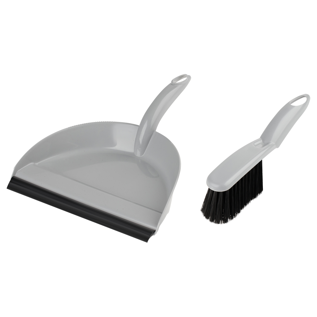 Комплект для уборки OfficeClean щетка-сметка и совок, с резиновой кромкой, ширина 24 см, пластик, серый