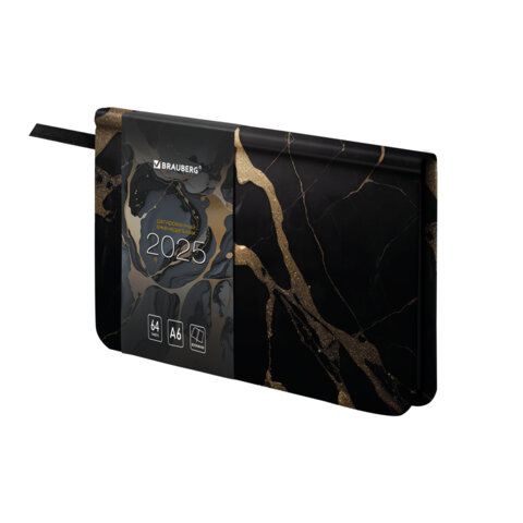 Еженедельник датированный 2025 МАЛЫЙ ФОРМАТ 95х155 мм А6, BRAUBERG "Vista", под кожу, "Marble", 115995