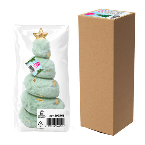 Украшение новогоднее интерьерное, 18 см, "Пушистая елочка", полиэстер, пенопласт, ЗОЛОТАЯ СКАЗКА, 592565