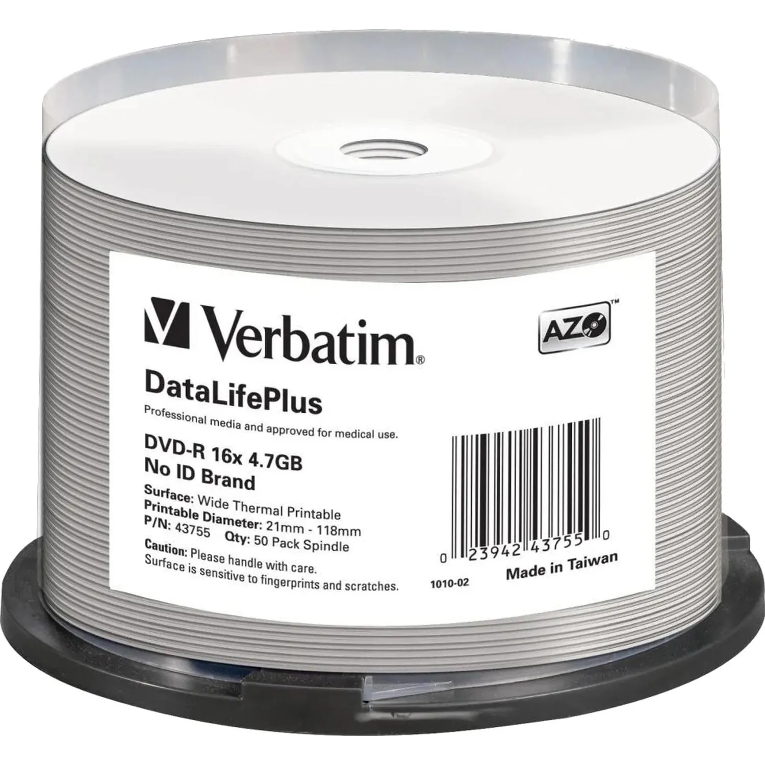 Носители информации DVD-R Verbatim 4.7Gb 16x Cake 50шт/уп Printable (43755)