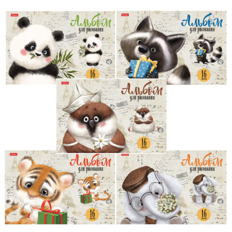 Альбом д/рис. А4 16л., скоба, обложка картон, HATBER, 205х290мм, Зоозаврики, 16А4В