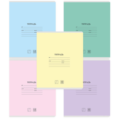 Тетради ДЭК 12 л. КОМПЛЕКТ 10 шт. BRAUBERG КЛАССИКА NEW, косая линия, обложка картон, АССОРТИ, 107049