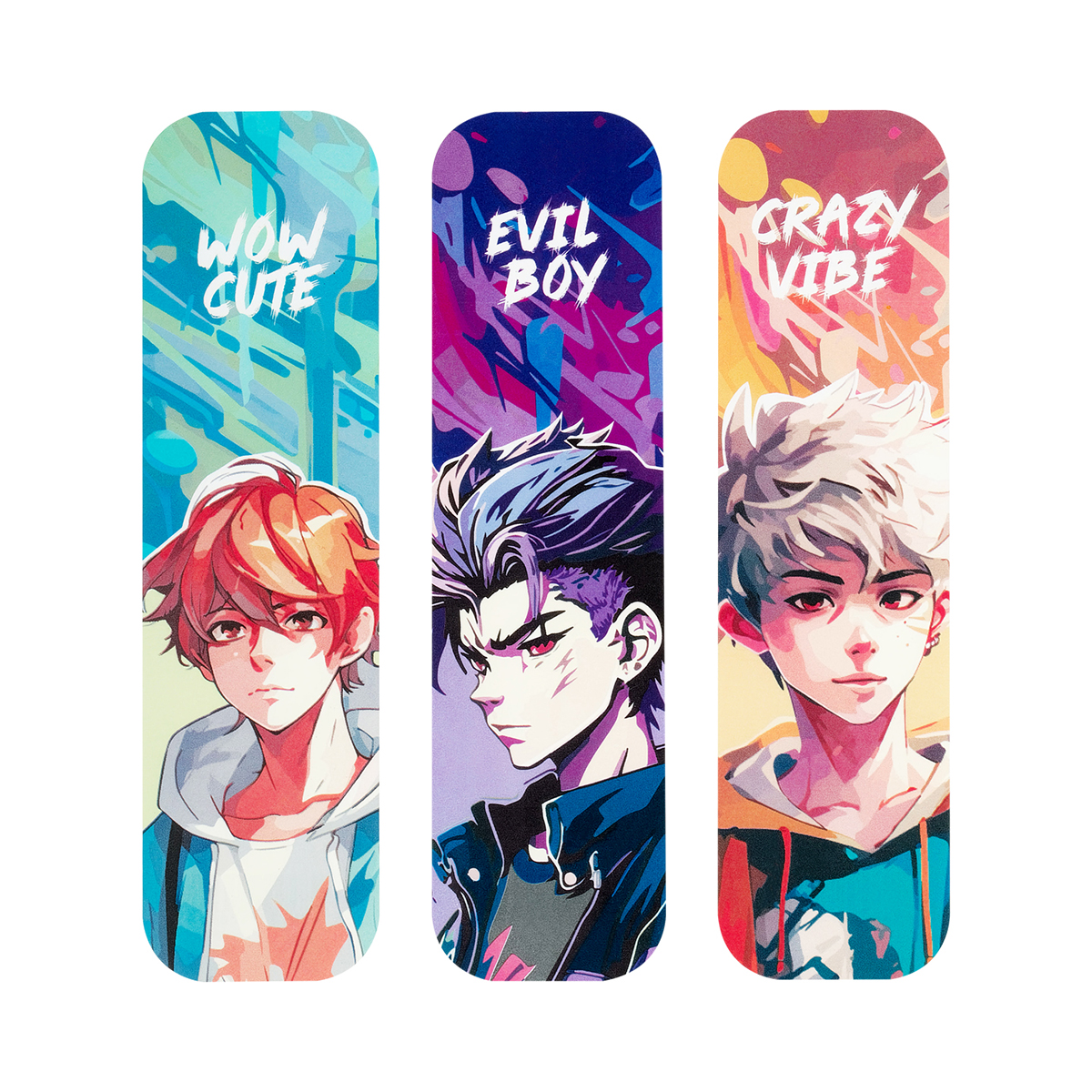 Закладки для книг, 3шт., 47*176мм, MESHU "Anime boy"