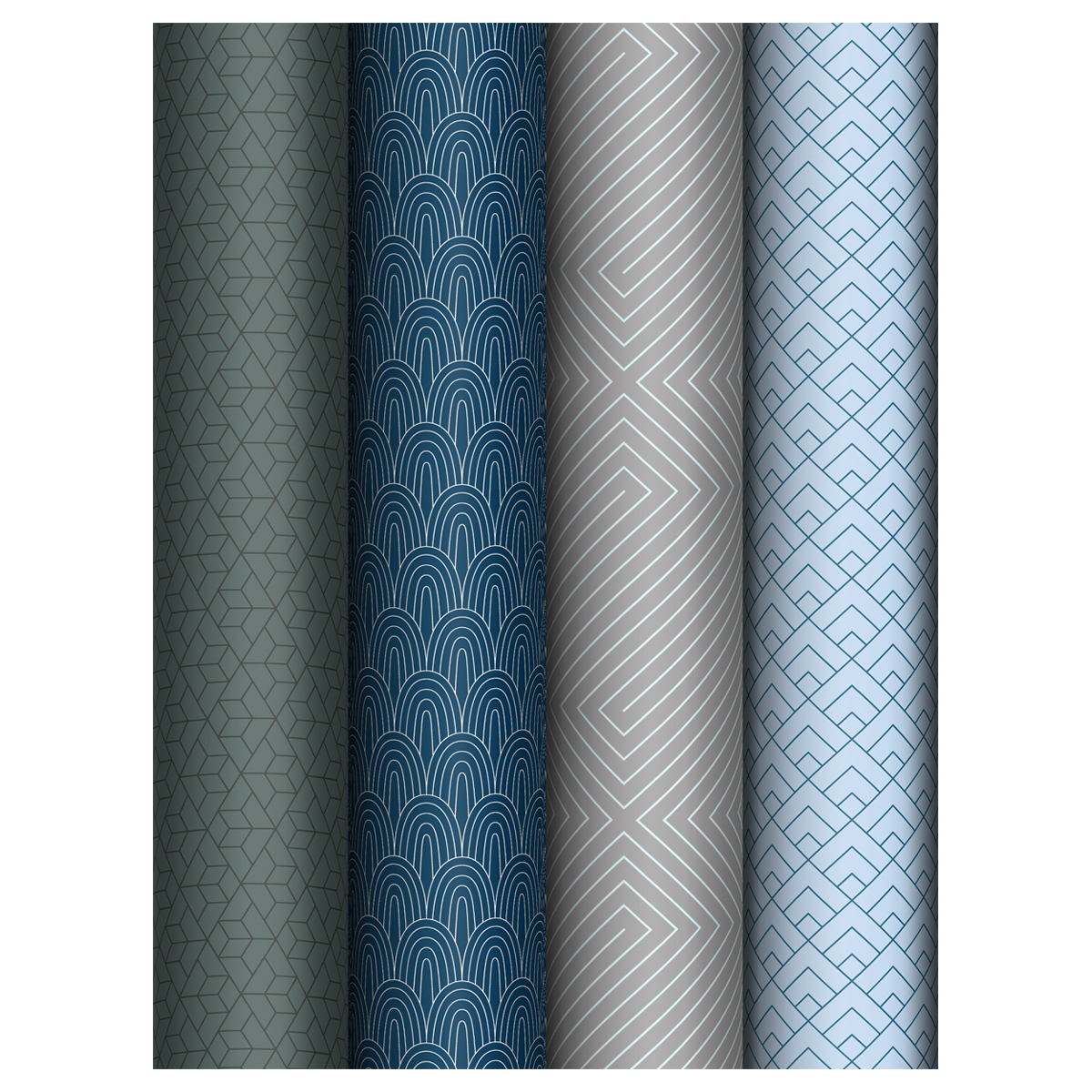 Упаковочная бумага глянц. 70*100см, MESHU "Strict", 80г/м2, ассорти 4 дизайна