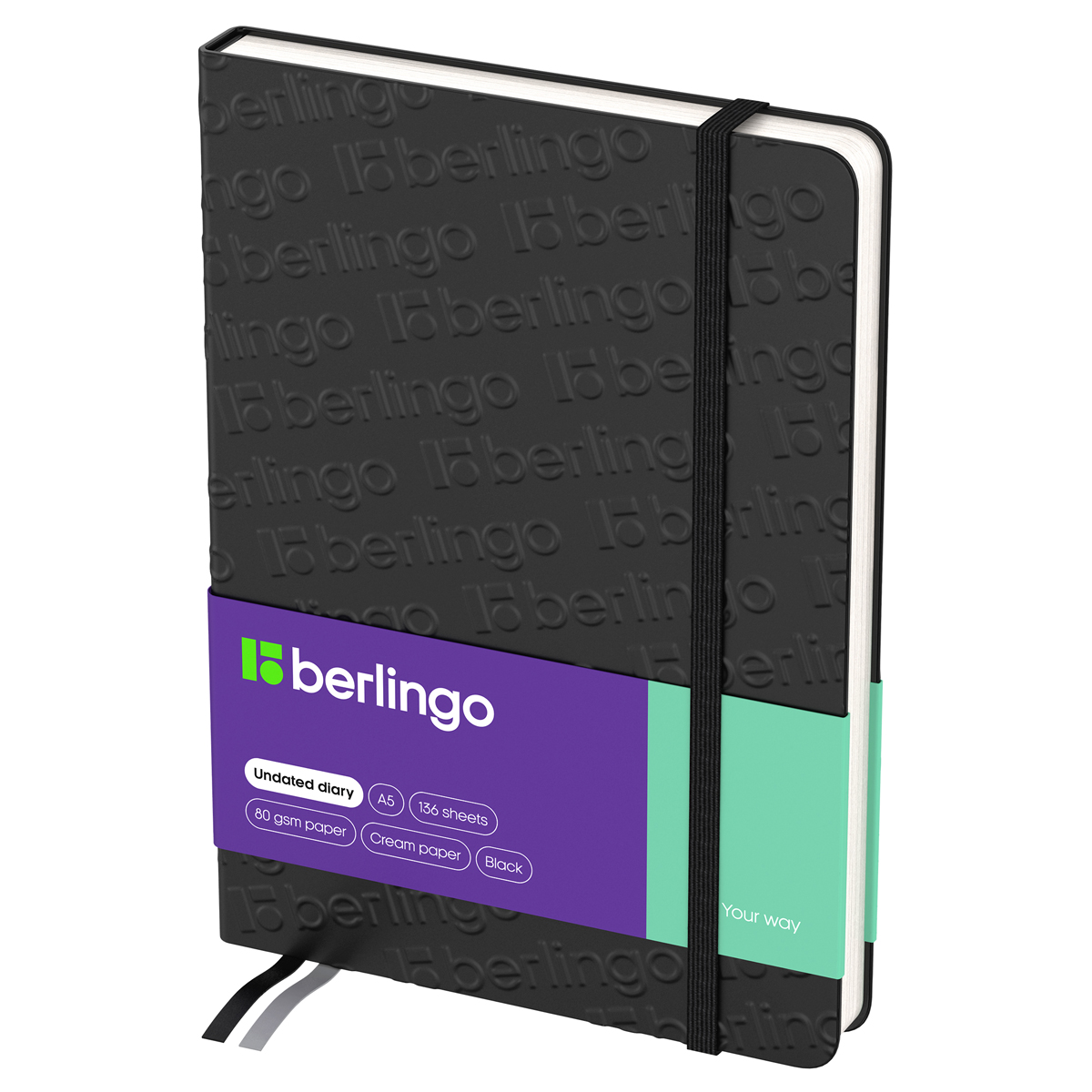Ежедневник недатированный, А5, 160л., кожзам, Berlingo "Your way", черный