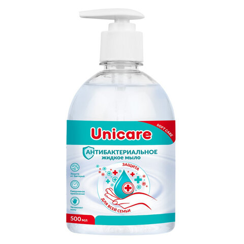 Мыло жидкое антибактериальное 500мл UNICARE, дозатор, ш/к 22848, UC501005