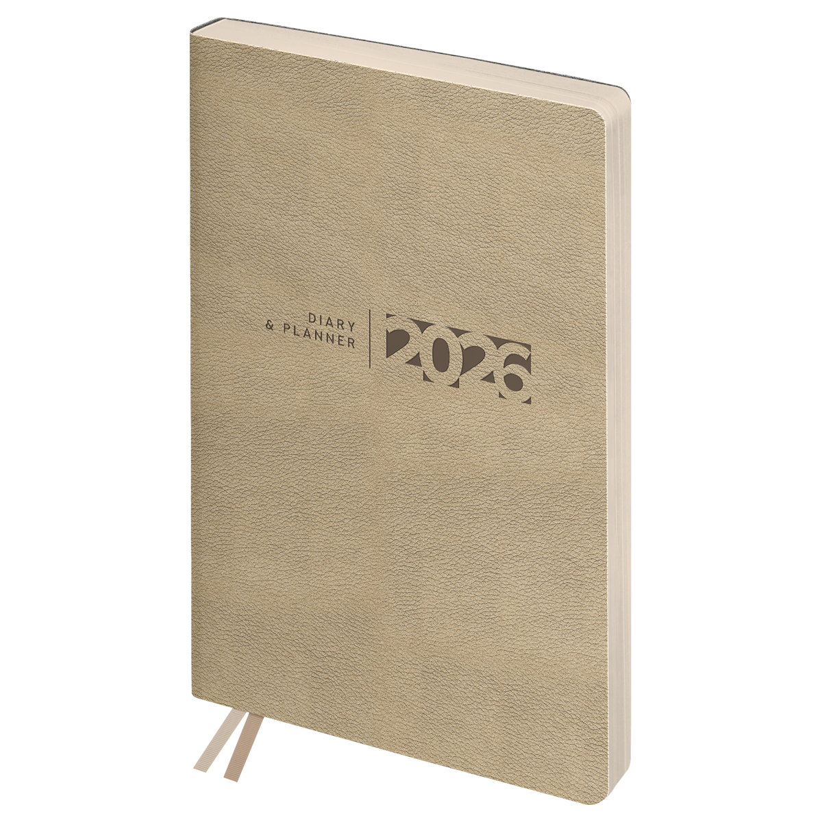 Ежедневник датированный 2026г., А6+, 176л., мягкий переплет, кожзам, BG "Waltz. Beige metallic", бежевый металлик, цветной срез