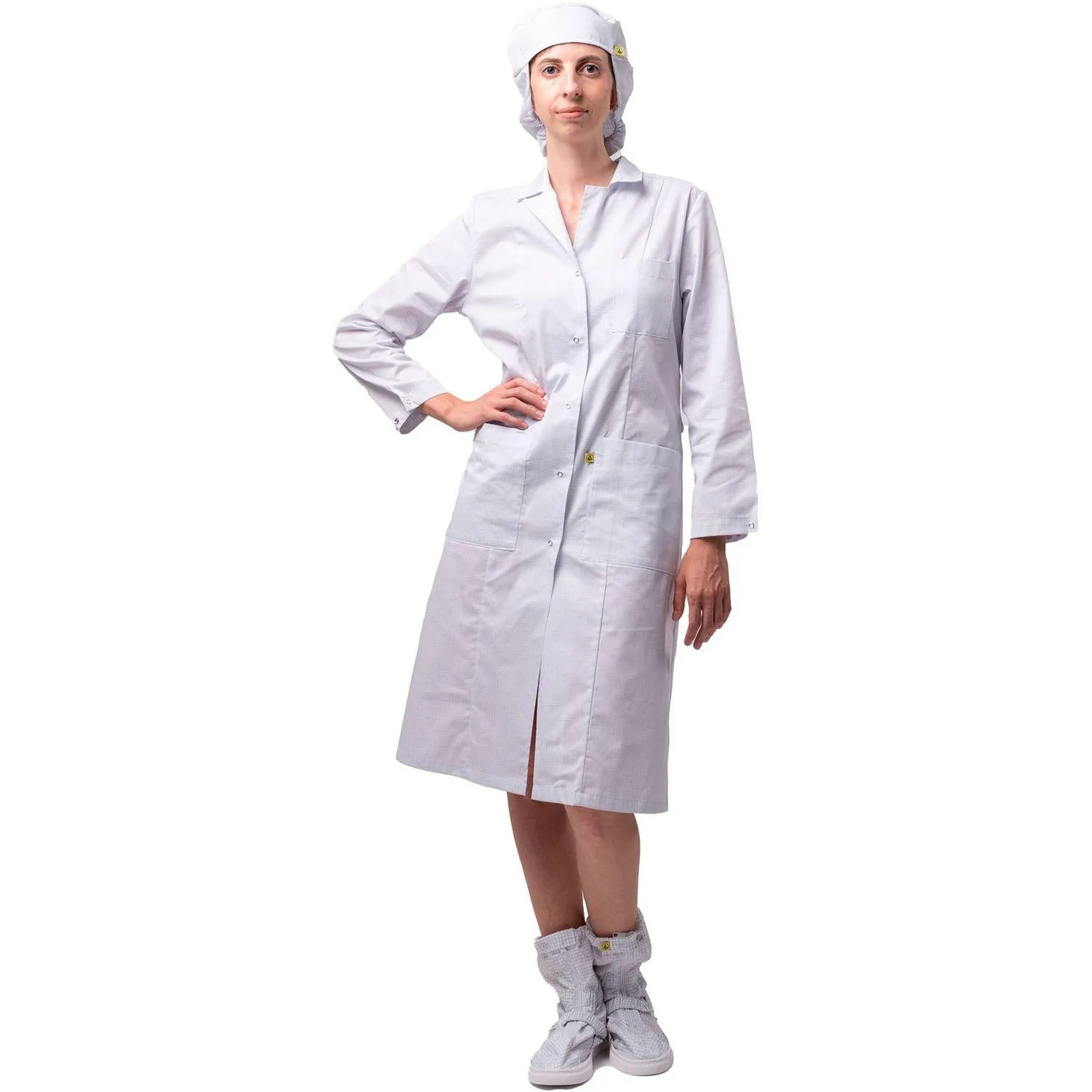 Халат антистатич. женский  М-102 белый, тип D, Москвичка, 80-84/158-164