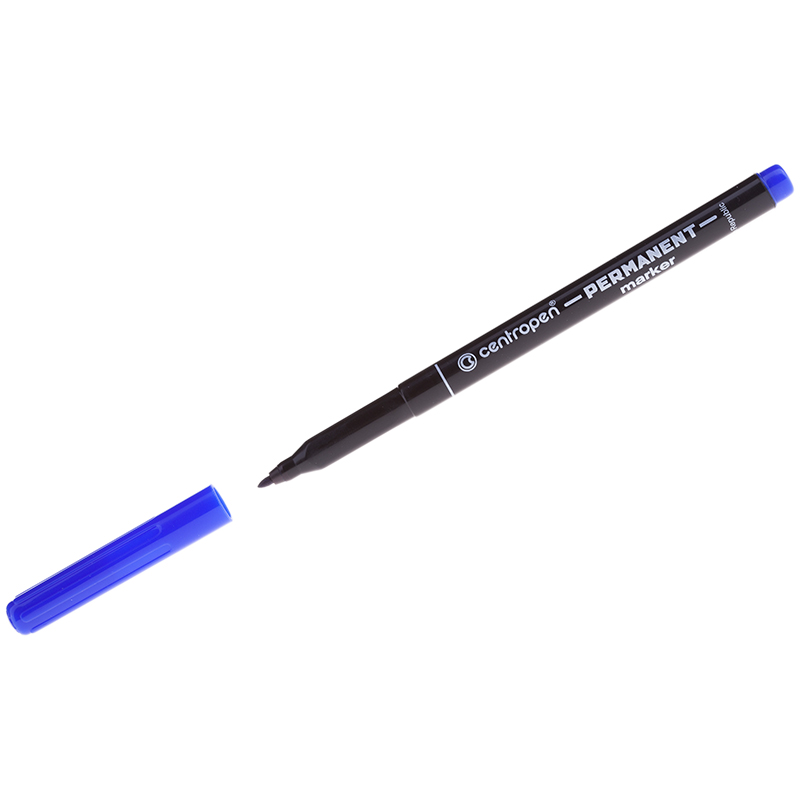 Маркер перманентный Centropen "2536" синий, пулевидный, 1мм, светостойкий