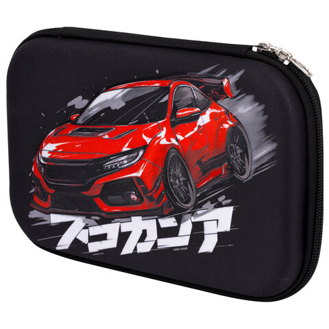 Пенал ЮНЛАНДИЯ большой, 1 отделение, 1 откидная планка, карман, полиэстер/EVA, 22х15х5 см, Street race, 273195