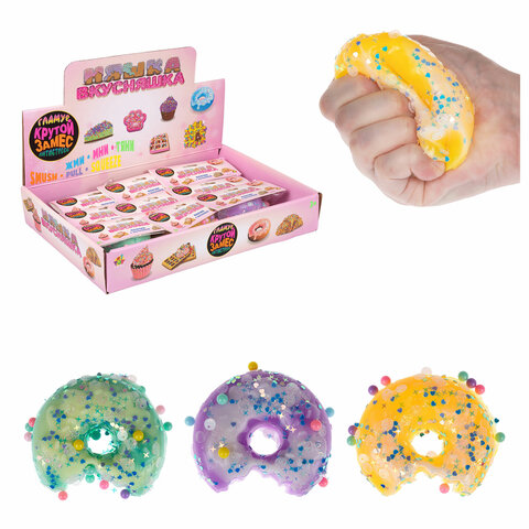 Игрушка-антистресс КРУТОЙ ЗАМЕС "Пончик надкусанный", 8,5х7,5см, ассорти, 1TOY, Т2536, Т25362