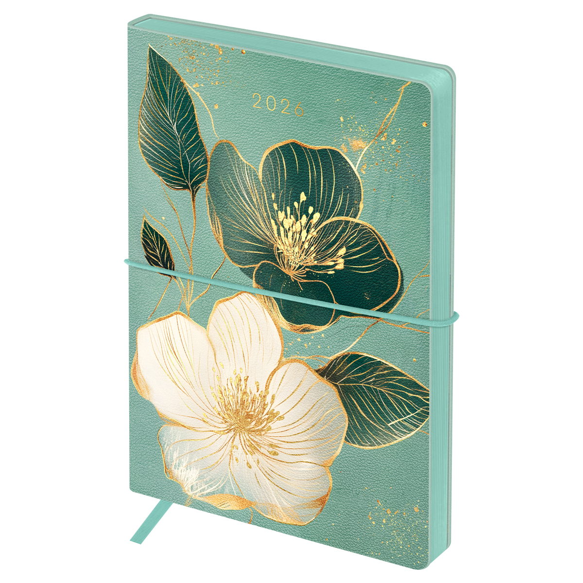 Ежедневник датированный 2026г., А6+, 176л., мягкий переплет, кожзам, BG "Ornament", зеленый, отд. фольгой, цветной срез, с резинкой