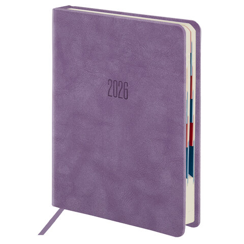 Ежедневник датированный 2026 B6 125х173 мм, GALANT "Vivid", под кожу, сиреневый, 117412