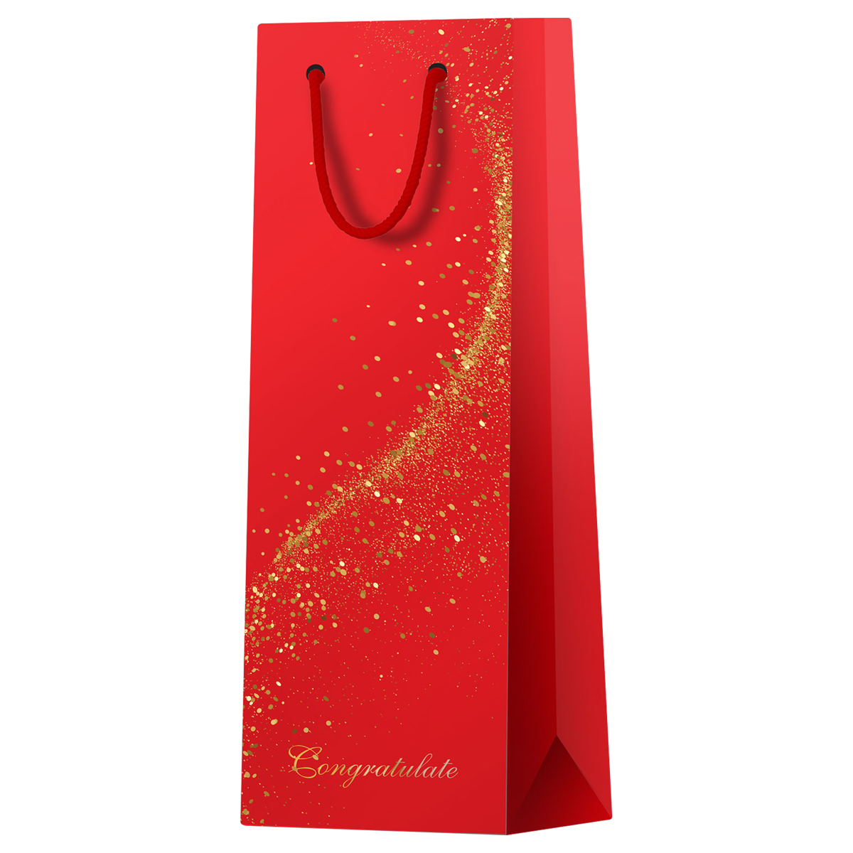 Пакет подарочный 12*36*8,5см MESHU "Special gift", матовая ламинация, фольга, под бутылку