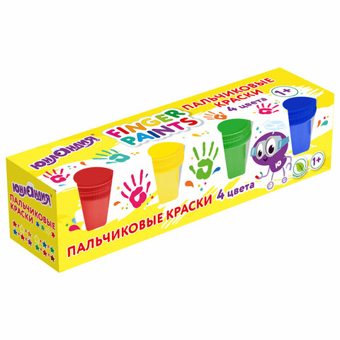 Краски пальчиковые для малышей от 1 года, классические цвета, 4 по 35 мл, ЮНЛАНДИЯ, 192568