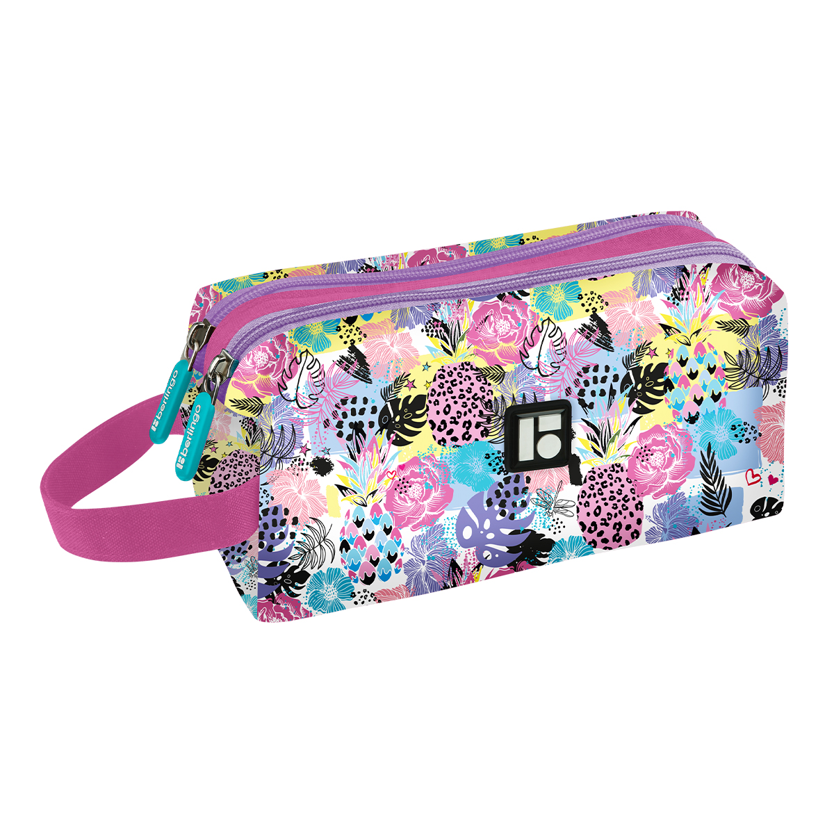 Пенал 2 отделения, 200*80*90 Berlingo "Flora", полиэстер