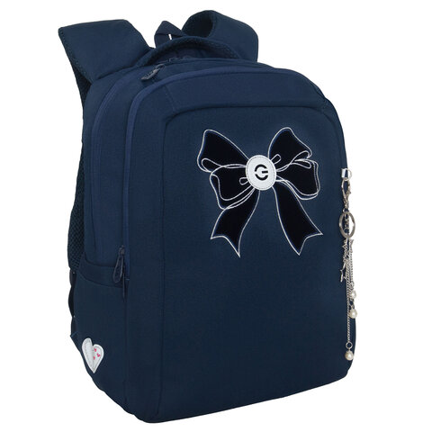 Рюкзак GRIZZLY школьный, анатомическая спинка, 2 отделения, для девочек, "VELVET BOW", 39х26х17 см, RG-566-5/2