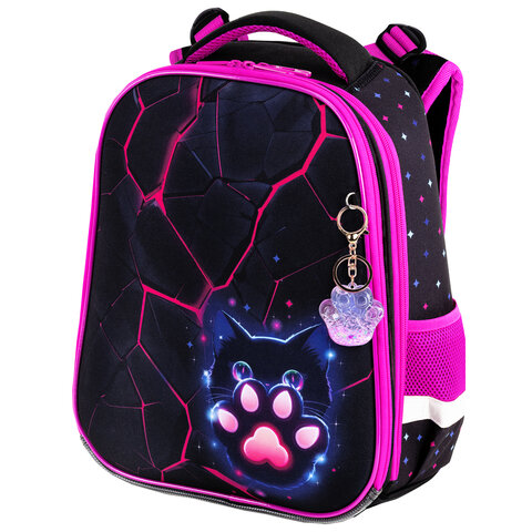 Ранец BRAUBERG PREMIUM, 2 отделения, с брелоком, "Pink lava", 38х29х16 см, 273097