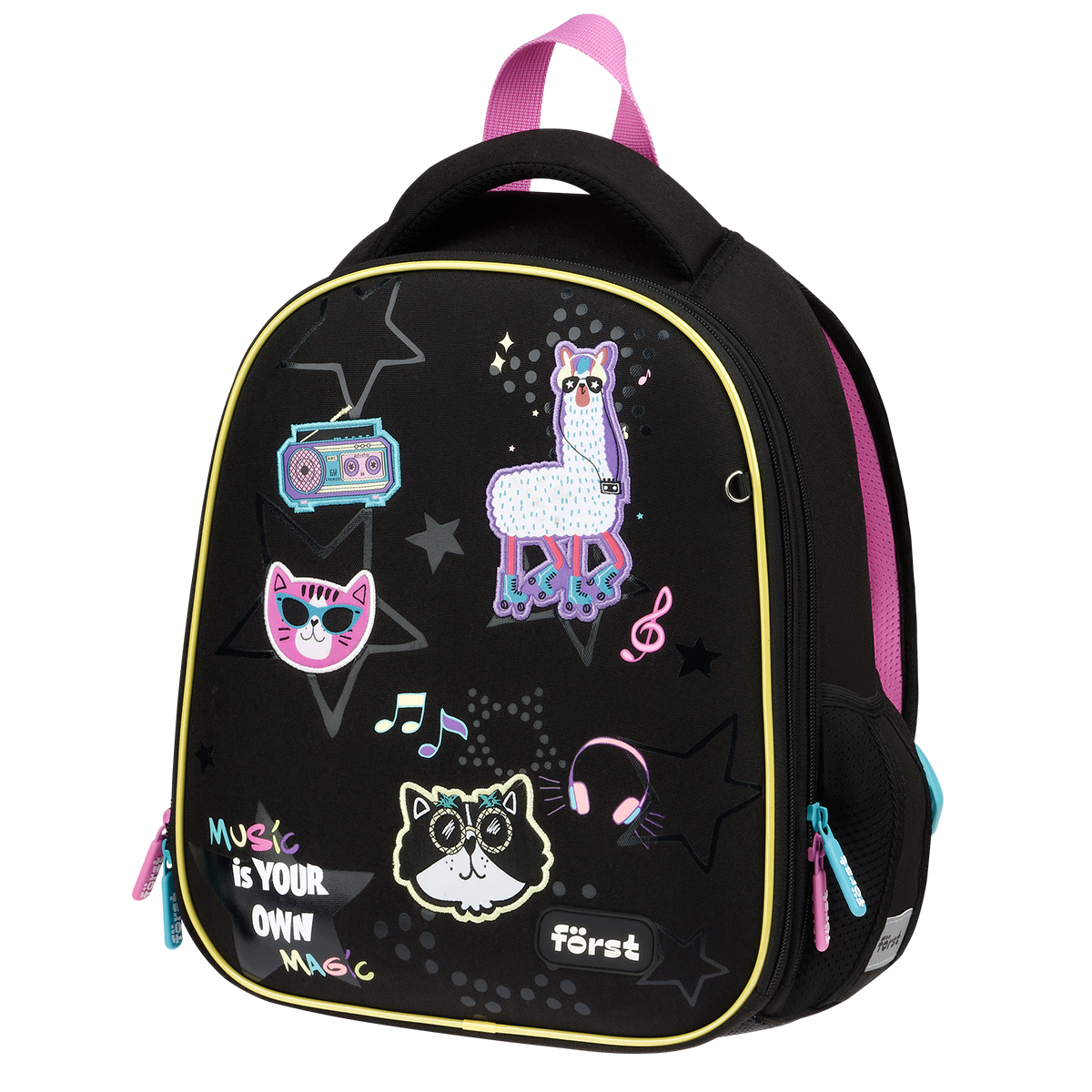 Ранец Först F-Top облегченный "Disco Lama" 36*28*15см, 2 отделения, 2 кармана, анатомическая спинка