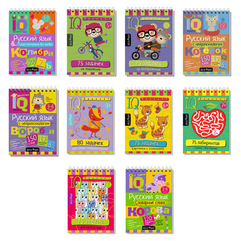 Блокнот развивающий с IQ задачами (активити блокнот) ассорти 10 видов 80 стр 145х105,
