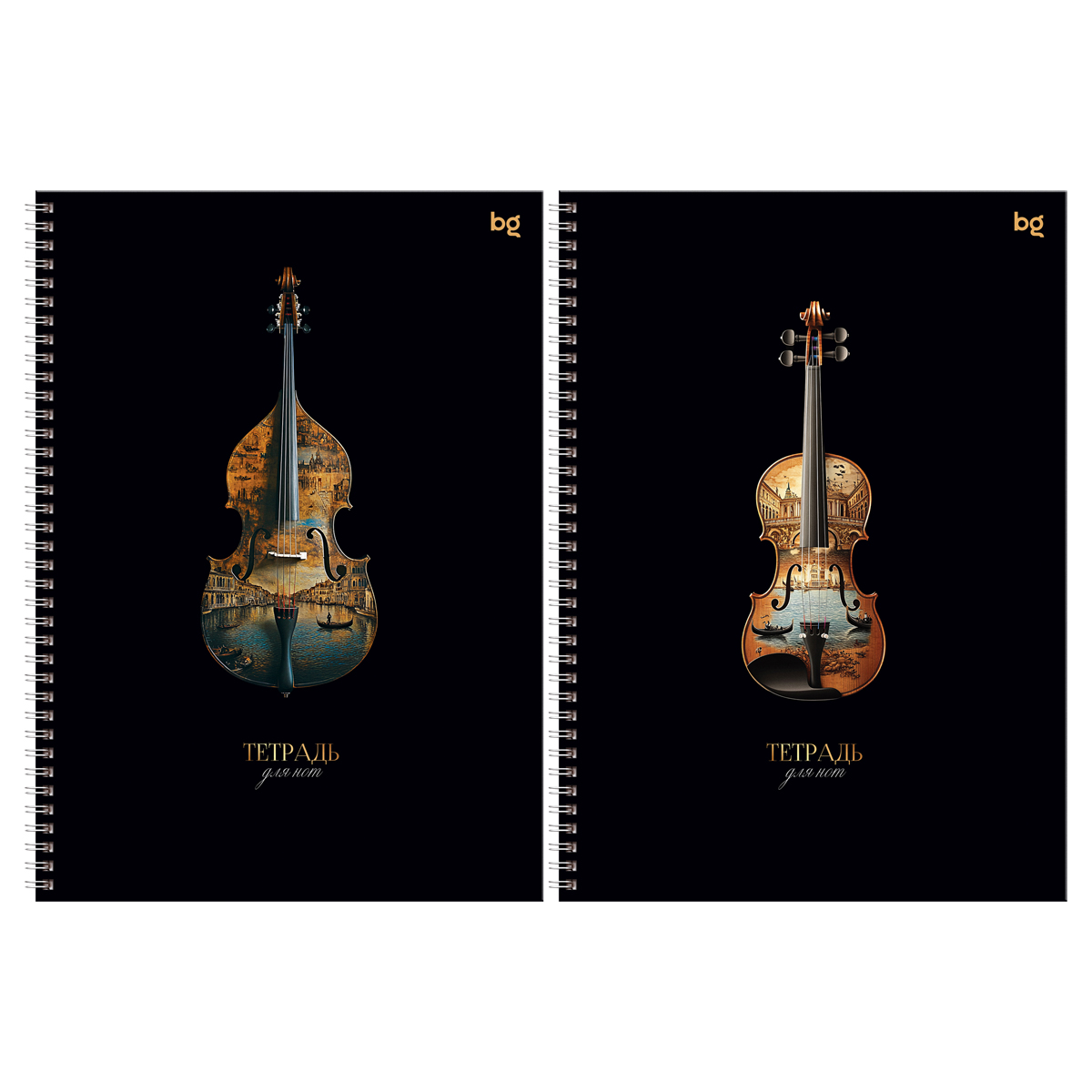 Тетрадь для нот 24л., А4, на гребне BG "Мелодии на воде", справочная информация, (вертик.)