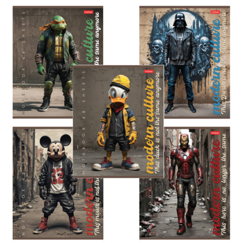 Тетрадь А5 48л. HATBER скоба, клетка, обложка картон, Те самые герои (микс в спайке), 088617, 48Т5В1