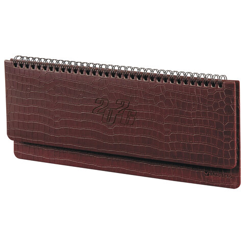 Планинг датированный 2026 305х140 мм BRAUBERG "Comodo", под кожу, темно-коричневый, 117222