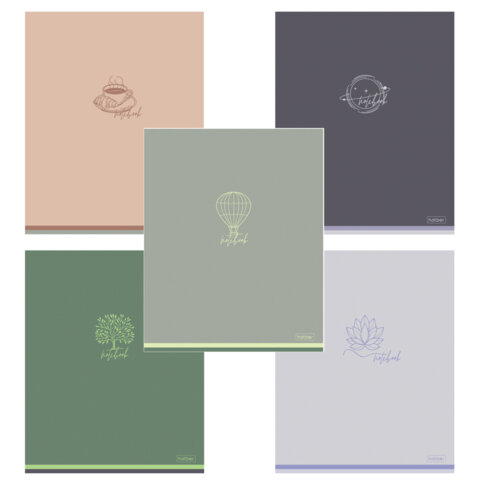 Тетрадь А5 48л. HATBER скоба, клетка, Soft-touch ламинация, Лаконично (микс в спайке), 090520, 48Т5лВ1