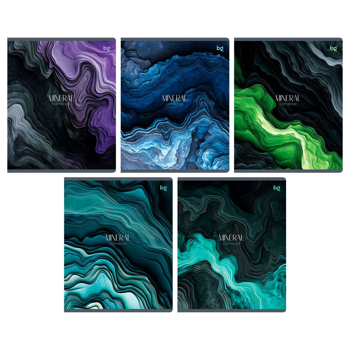 Тетрадь 48л., А5, клетка BG "Mineral", глянцевая ламинация