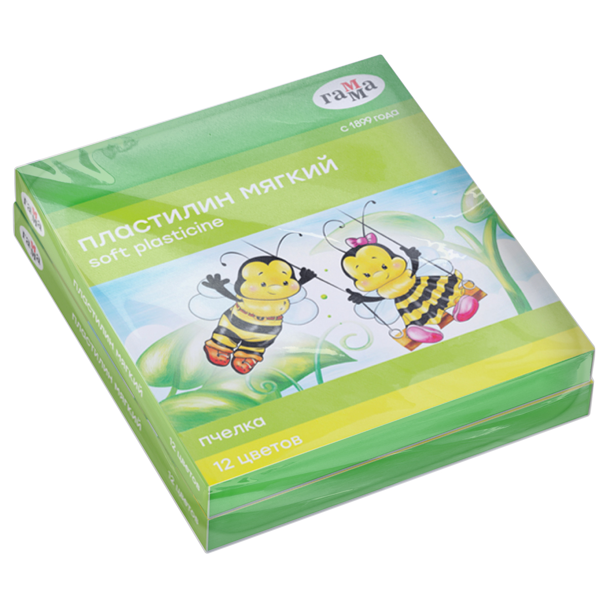 Пластилин Гамма "Пчелка, 12 цветов, 180г, со стеком, картон. упаковка (2шт)