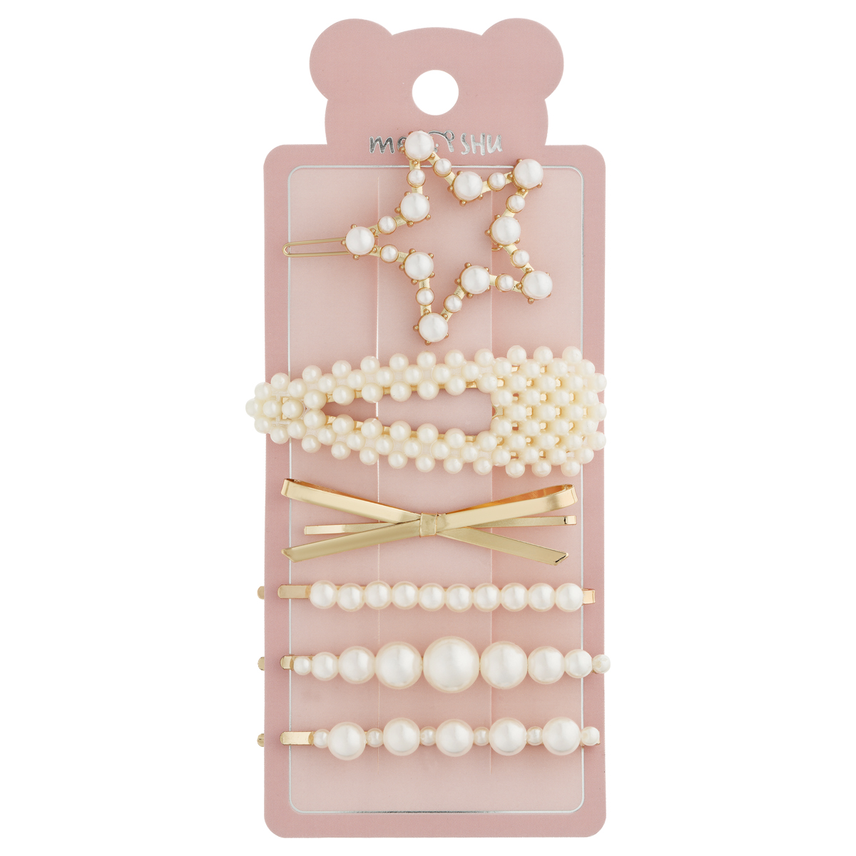 Заколки для волос MESHU, жемчужный цвет, 6шт., европодвес