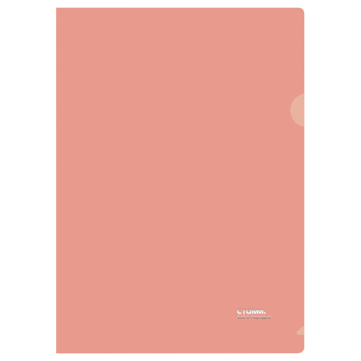 Папка-уголок СТАММ "Акцент" А4, 180мкм, пластик, непрозрачная, коралловая