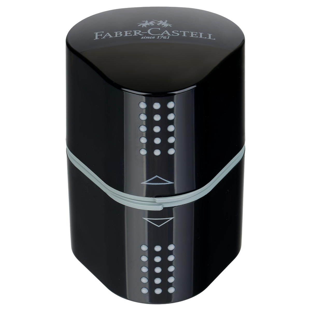 Точилка пластиковая Faber-Castell "Trio Grip 2001" 3 отверстия, 2 контейнера, черная