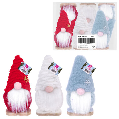 Украшение новогоднее интерьерное, 12 см, "Гномики", полиэстер/пенопласт, ассорти, ЗОЛОТАЯ СКАЗКА, 592567