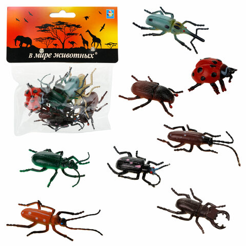 Игровой набор Фигурки животных "Насекомые", 5 см, "В мире животных", 8 видов, 1TOY, Т, Т10499