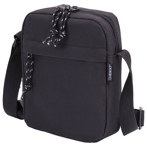 Сумка на плечо HEIKKI COMPACT (ХЕЙКИ), два кармана, черная, 19х14х5 см, 272631