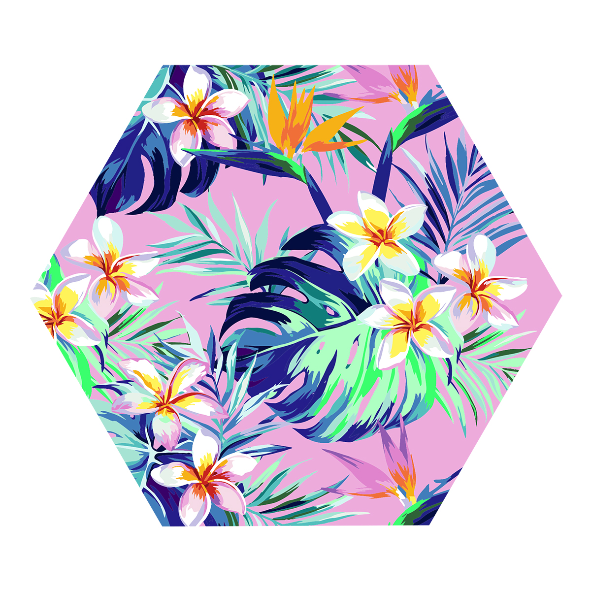 Картина по номерам на фигурном холсте ТРИ СОВЫ "Тропический сад", форма многоугольник, с акриловыми красками и кистями