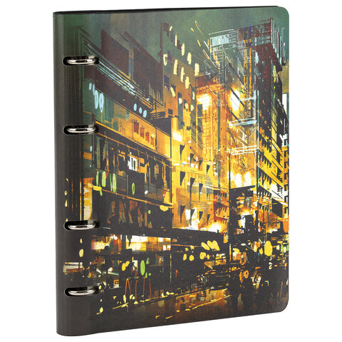 Тетрадь на кольцах А5 (180х220 мм), 80 листов, под кожу, клетка, BRAUBERG VISTA, "Avenue", 112137