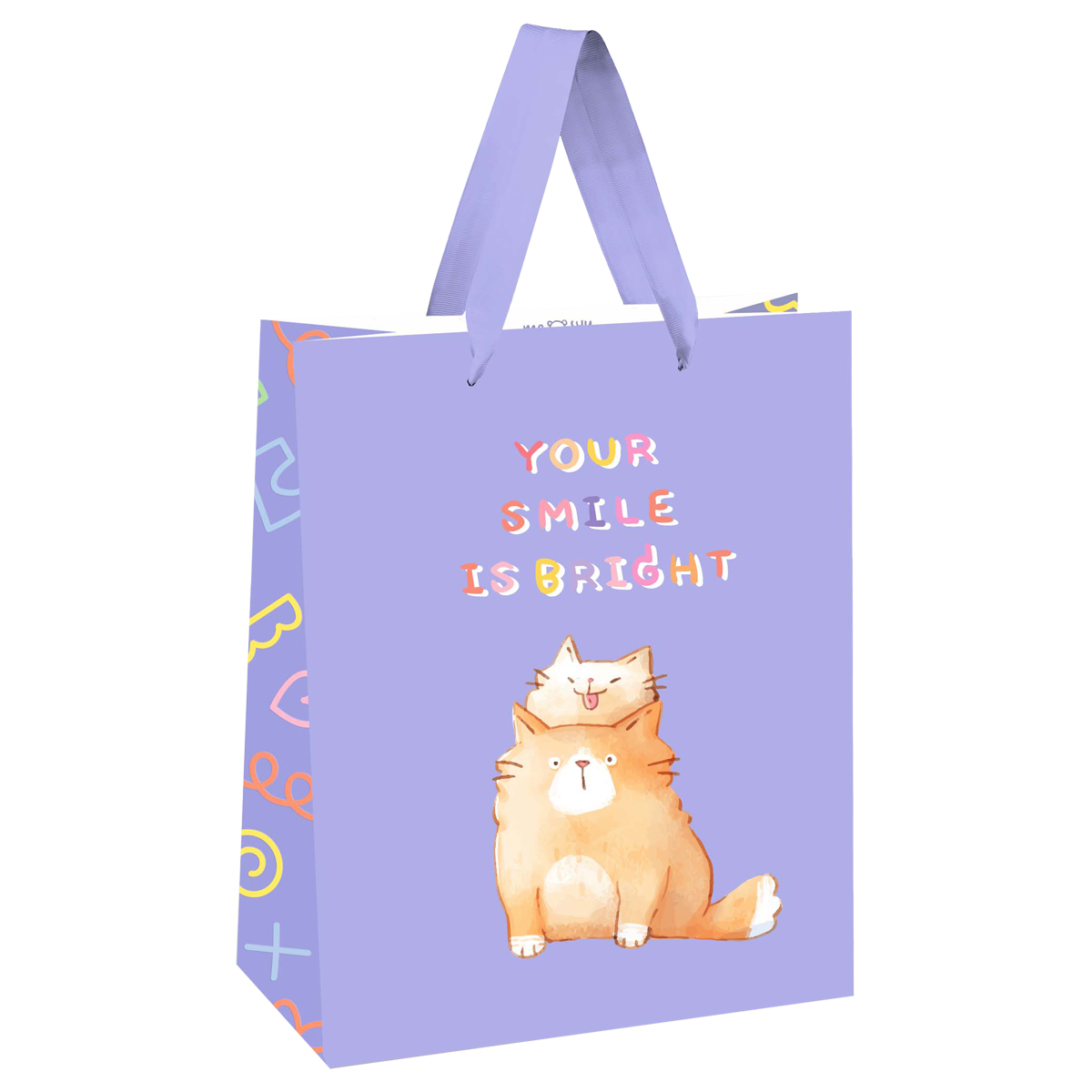 Пакет подарочный 18*23*10см MESHU "Your smile is bright", выборочный лак, белый крафт