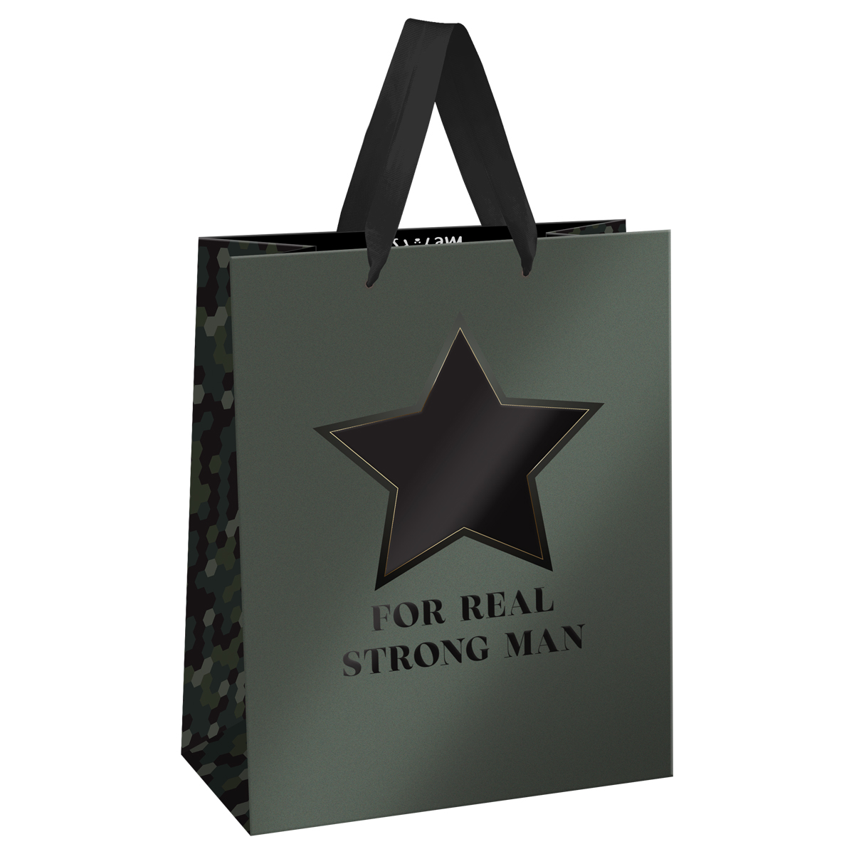 Пакет подарочный 11*14*6,5см MESHU "For man", фольга,  выборочный лак, матовая ламинация