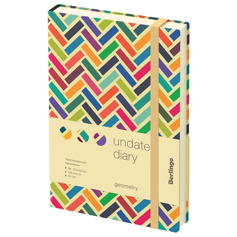 Ежедневник недатир. В6, 136л., кожзам, Berlingo "Geometry", с рисунком