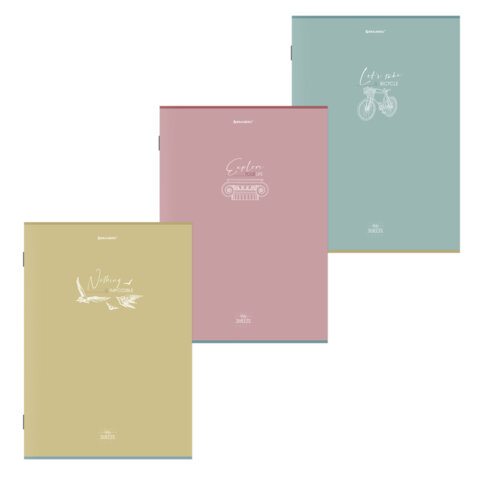 Тетрадь А4, 96 л., BRAUBERG, скоба, клетка, глянцевый лак, "Pastel", (микс в спайке), 405323