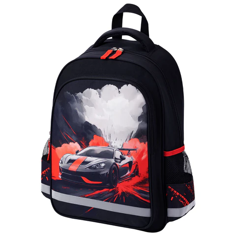 Рюкзак ПИФАГОР SCHOOL, 1 отделение, 3 кармана, "Revving car", 38x28х14 см, 274439