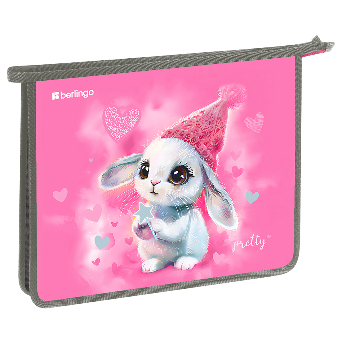Папка для тетрадей 1 отделение, А5 Berlingo "Dreamy Bunny", 240*205*40 мм, пластик, на молнии