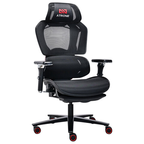 Кресло ATRONE (АТРОН) "Optimus ER-707", адаптивный механизм со слайдером, сетка, черный/красный, 532968