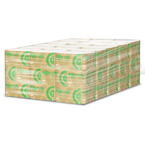 Полотенца бумажные 250 шт., FOCUS (Система H3) Eco, 1 слой, белые, КОМПЛЕКТ 15 пачек, 23х23 см, V-сложение, 5083741